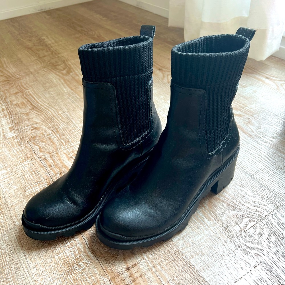 Steven by Steve Madden Black Lug Sole Booties